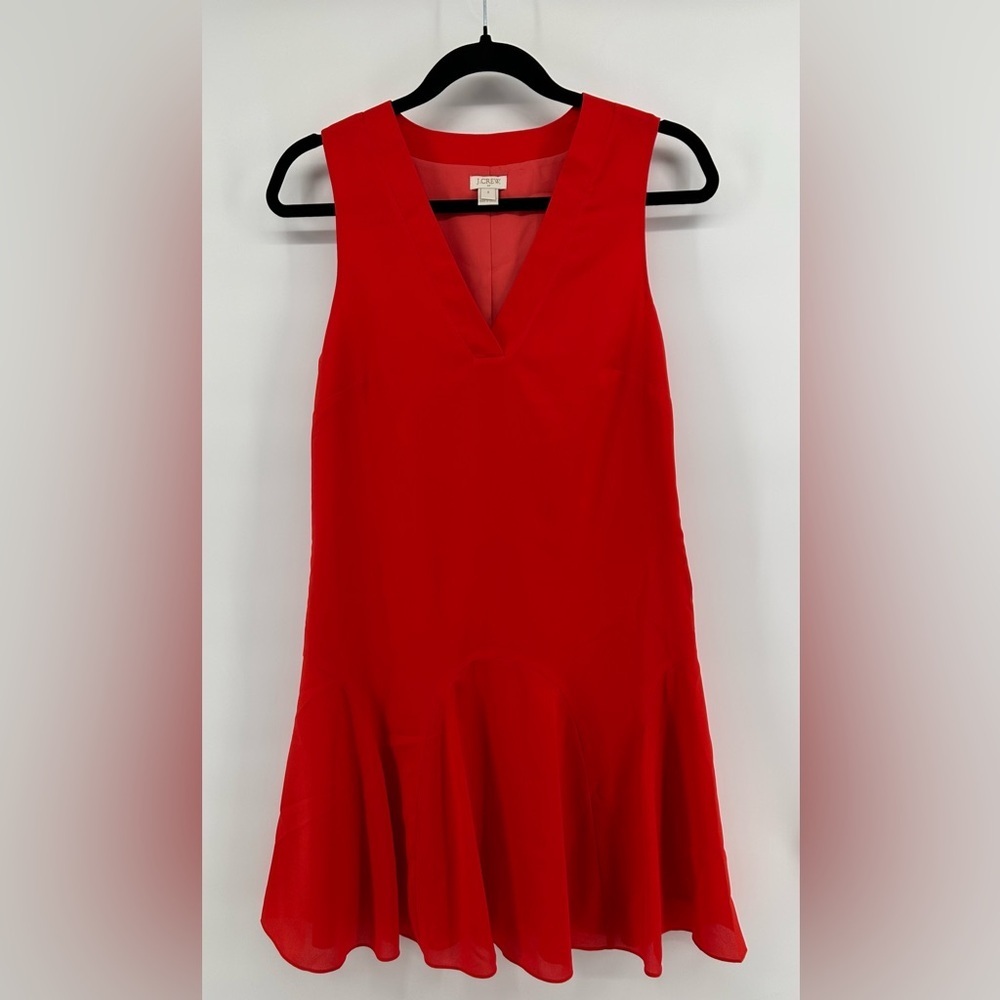 J.Crew Dress Red Classic Romantic Sleeveless Lightweight Drop Waist Sheath Sz 0